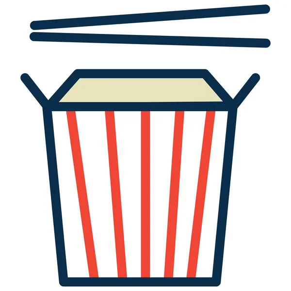 Chop Ραβδί Κύπελλο Τροφίμων Εικονίδιο Στυλ Γεμάτο Περίγραμμα — Διανυσματικό Αρχείο
