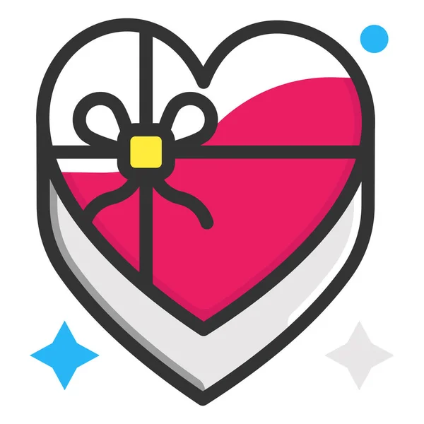Feier Herz Geschenk Valentinstag Symbol Ausgefüllten Umriss Stil — Stockvektor