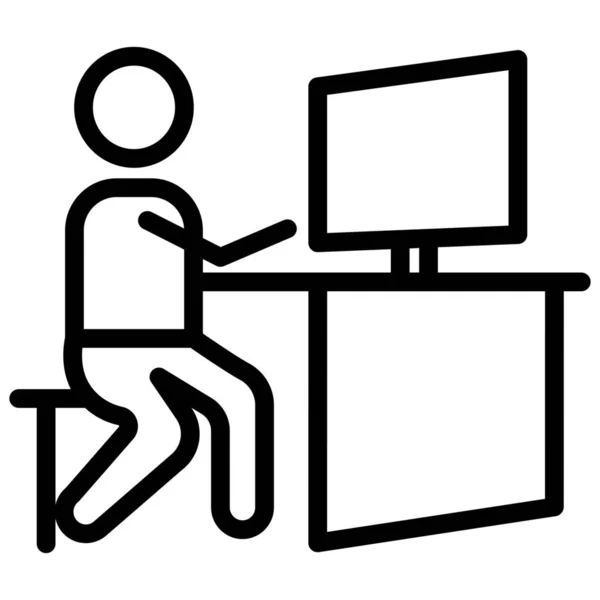 商务人员计算机桌面图标的轮廓风格 — 图库矢量图片