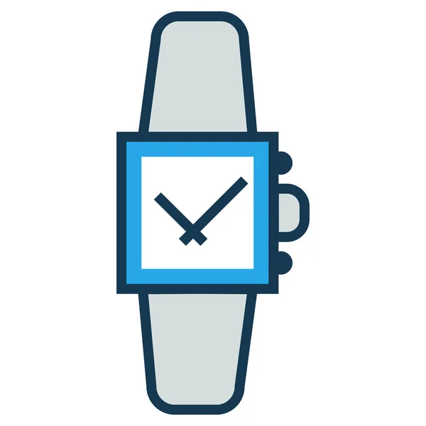 Dispositivo Comunicación Reloj Inteligente Icono Tiempo Estilo Contorno Lleno — Vector de stock