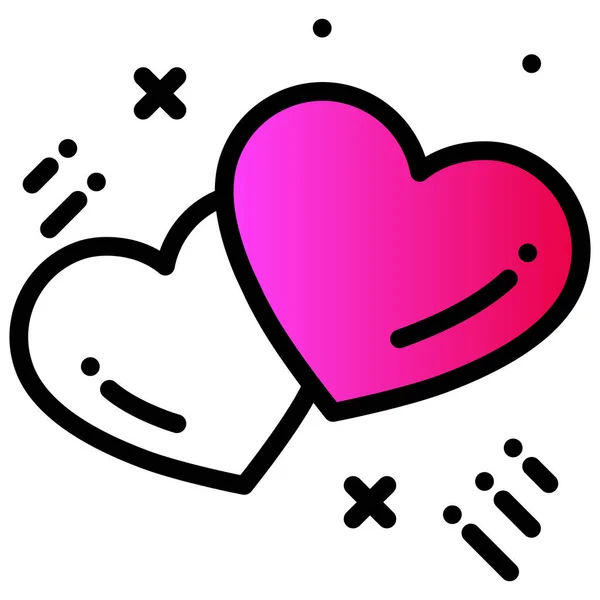 Couple Heart Love Icon Filled Outline Style — Stock Vector