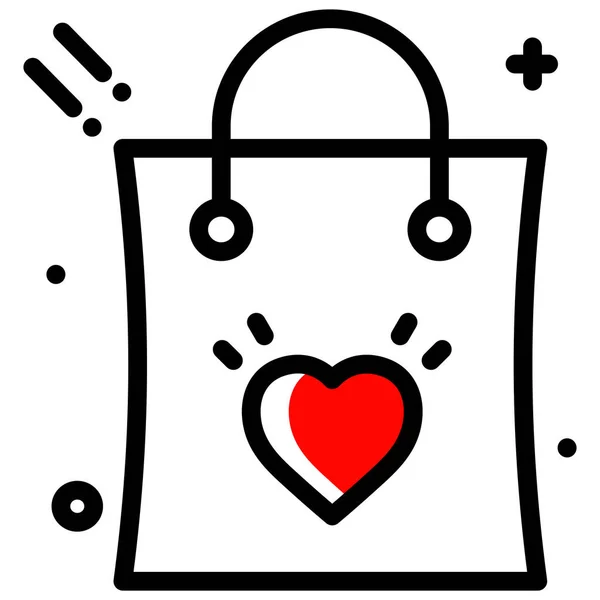 Bag Discount Heart Icon Filled Outline Style — Stock Vector