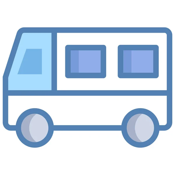 Bus Minibus Icona Trasporto Pieno Stile Contorno — Vettoriale Stock