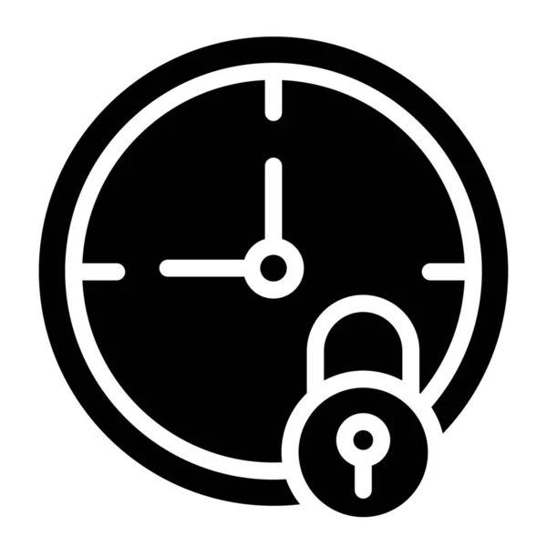 Reloj Icono Seguridad Segura Estilo Sólido — Archivo Imágenes Vectoriales