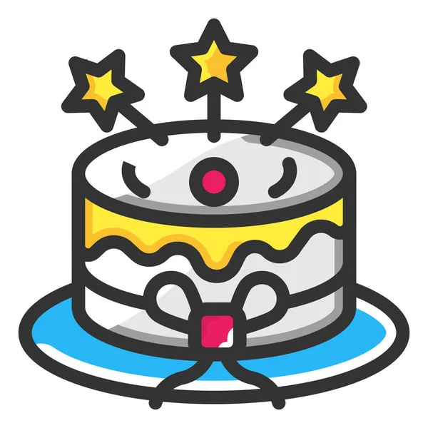 Icono Fiesta Celebración Pastel Estilo Contorno Lleno — Vector de stock