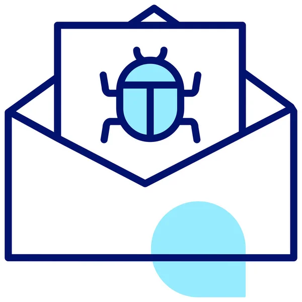 Código Mail Bug Hack Ícone Estilo Esboço Preenchido — Vetor de Stock