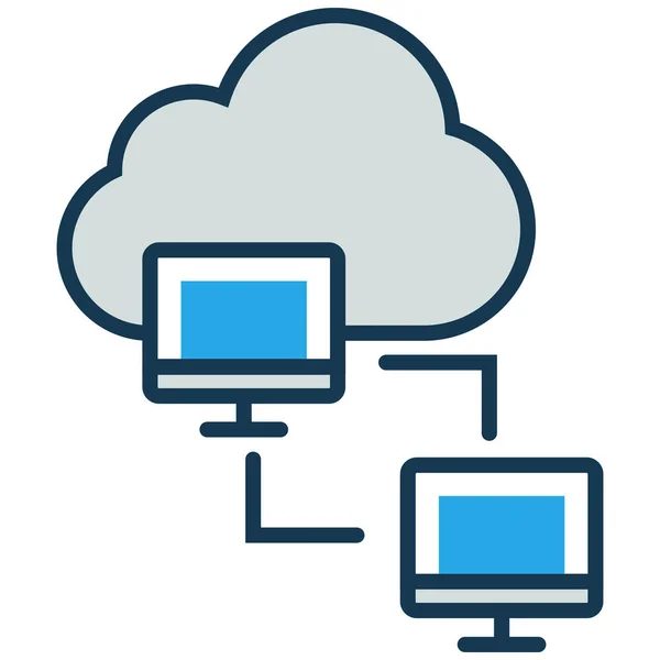 Cloud Hub Cloud Network Cloud Server Icon Στυλ Πλήρους Περιγράμματος — Διανυσματικό Αρχείο