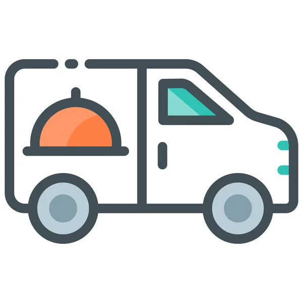 Car Delivery Deliver Food Delivery Truck Icon Filled Outline Style — Stock Vector