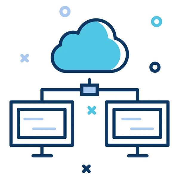 Bigdata Cloud Database Cloud Server Icon Filled Outline Style — Archivo Imágenes Vectoriales