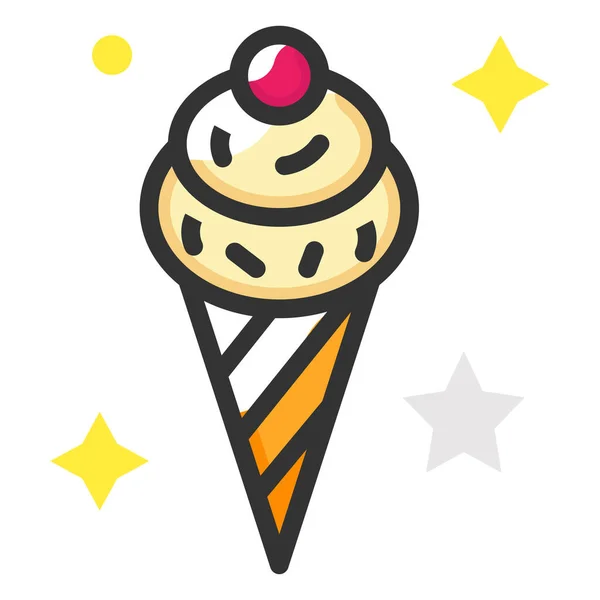 Dessert Eis Süße Ikone Gefüllten Umriss Stil — Stockvektor