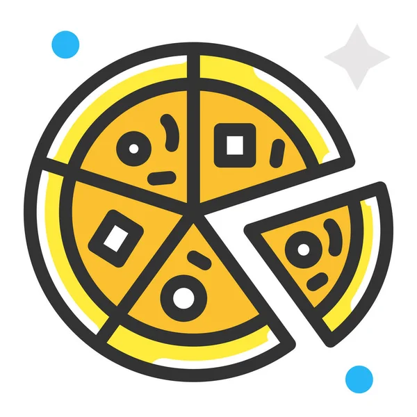 Icono Pizza Fiesta Comida Estilo Contorno Lleno — Vector de stock