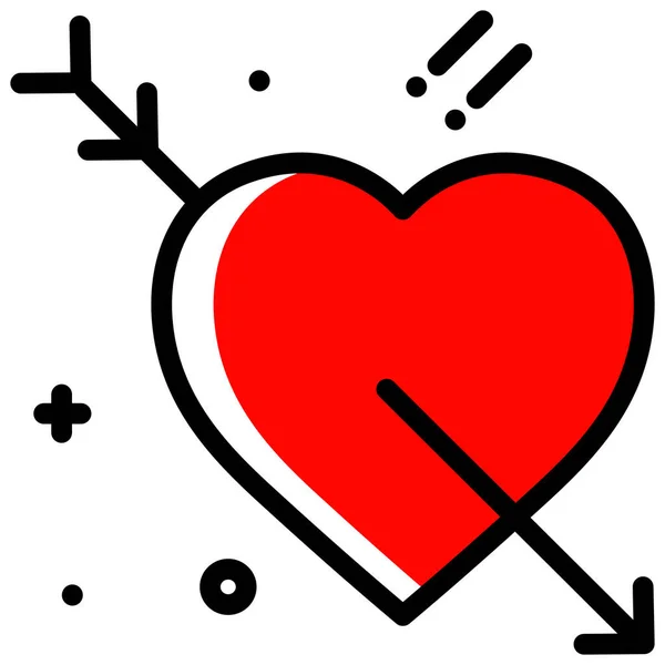 Flecha Corazón Amor Icono Estilo Contorno Lleno — Vector de stock