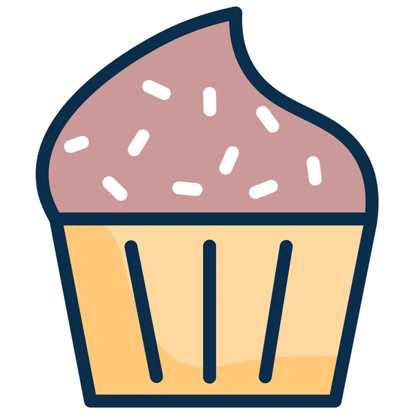 Bol Tasse Crème Glacée Icône Dessert Dans Style Contour Rempli — Image vectorielle