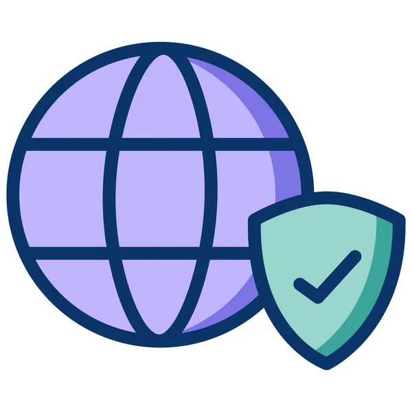 Icona Dell Account Protetto Password Accesso Stile Contorno Riempito — Vettoriale Stock