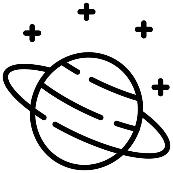 Umlaufbahn Planet Saturn Symbol Umriss Stil — Stockvektor