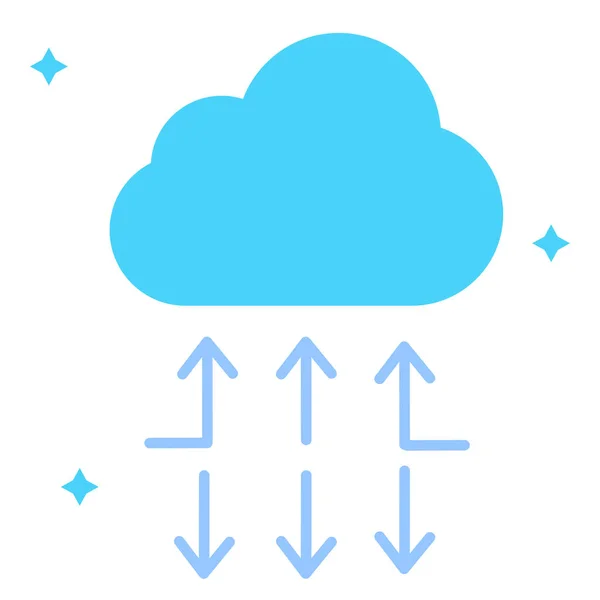 Cloud Computing Cloud Database Cloud Netwerk Icoon Platte Stijl — Stockvector
