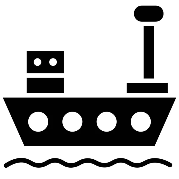 Εικονίδιο Υλικοτεχνικής Υποστήριξης Φορτίου Πλοίου Στερεά Μορφή — Διανυσματικό Αρχείο