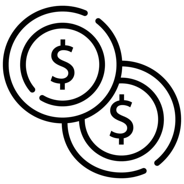 Conversión Dólar Icono Cambio Estilo Esquema — Vector de stock