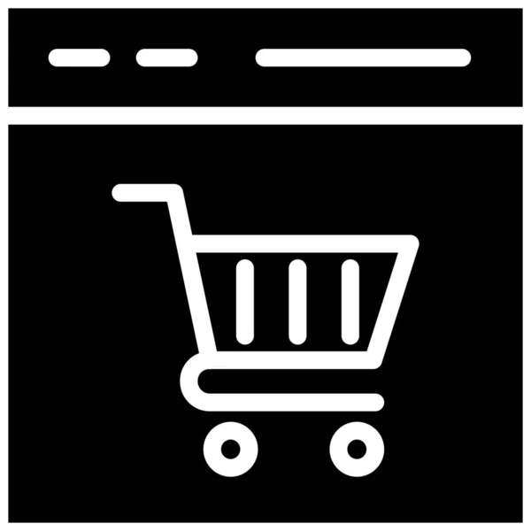 Купити Онлайн Значок Безпеки Покупки Твердому Стилі — стоковий вектор