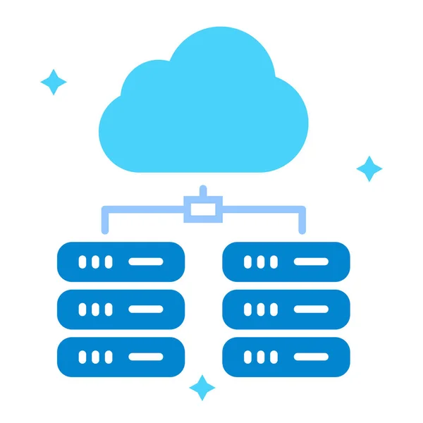 Bigdata Cloud Cloud Cloud Server Icon Flat Style — Vector de stock