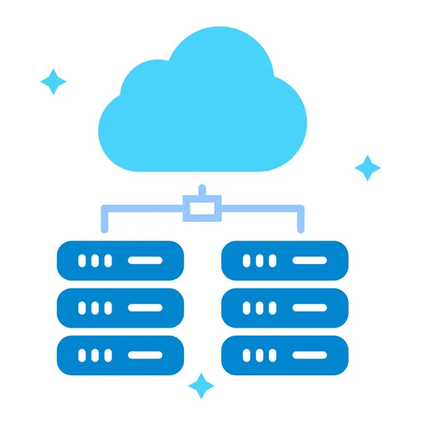 Ikona Serwera Chmury Danych Bigdata Płaskim Stylu — Wektor stockowy