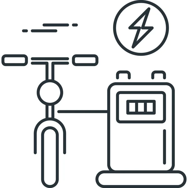 Icône Station Charge Vélo Dans Style Contour — Image vectorielle