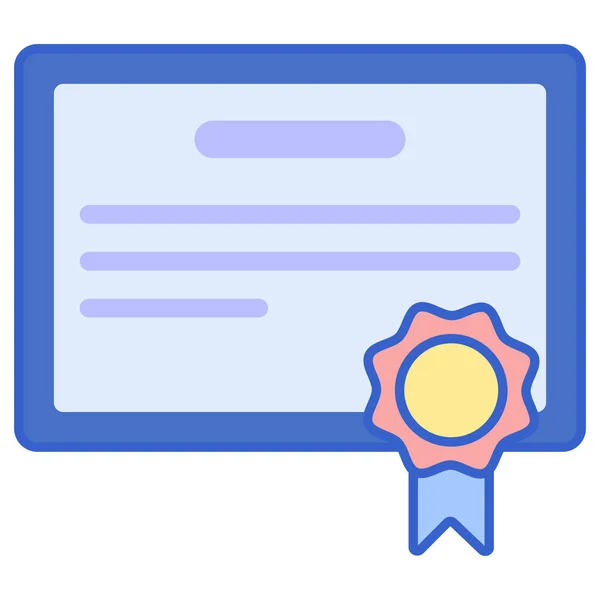 Certifikát Diplom Ikona Kategorii Vzdělávání Školní Vzdělávání — Stockový vektor