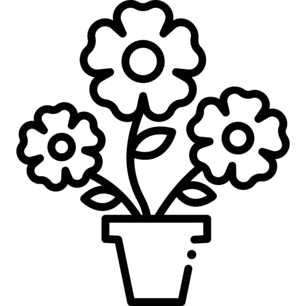 Flores Flores Icono Del Jardín Estilo Del Esquema — Vector de stock
