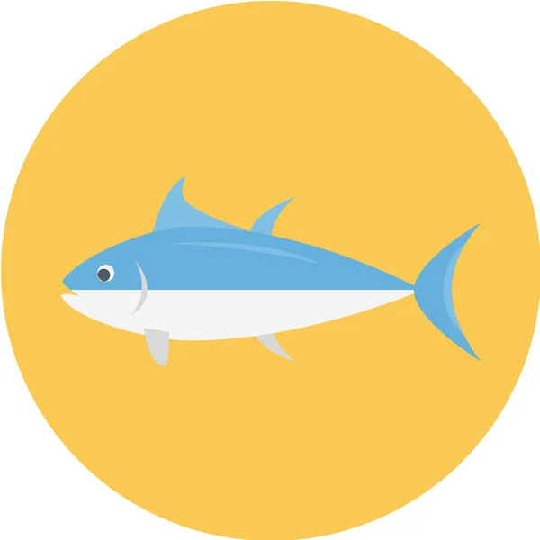 Atum Peixe Ícone Peixe Atum Estilo Plano — Vetor de Stock