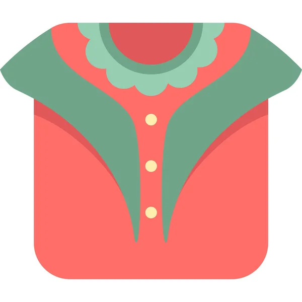 Kleding Blouse Pictogram Platte Stijl — Stockvector