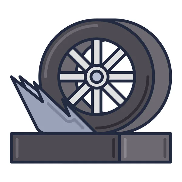 Burnout Icono Neumático Carreras Estilo Contorno Lleno — Vector de stock