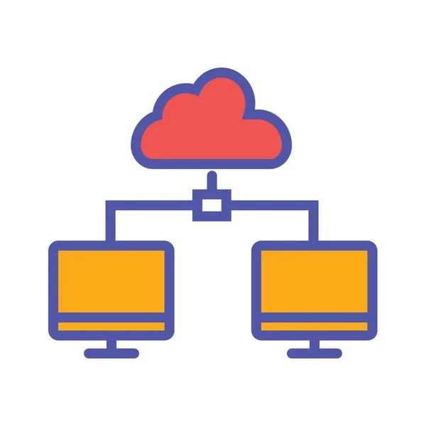 Cloud Backup Cloud Computing Icono Base Datos Cloud Estilo Esquema — Archivo Imágenes Vectoriales