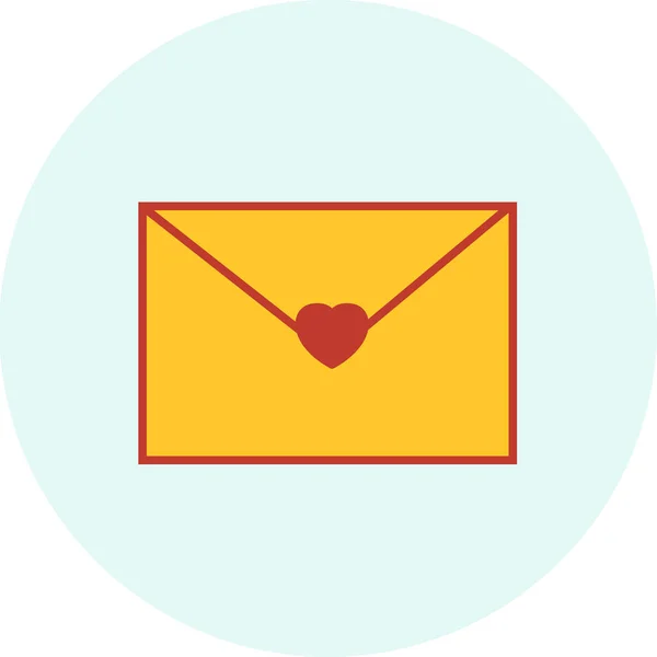 Ícone Carta Coração Valentine Estilo Esboço Preenchido — Vetor de Stock