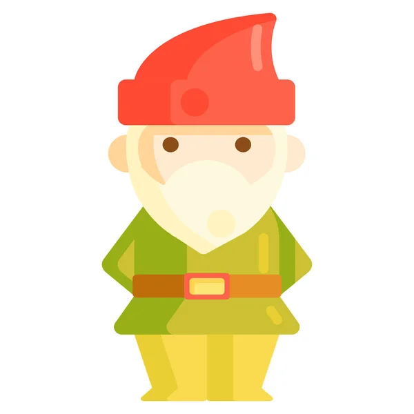 Inredning Gnome Staty Ikon Platt Stil — Stock vektor