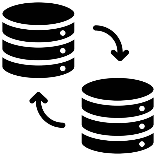 Datenzentrum Datenfluss Datenserver Symbol Solidem Stil — Stockvektor