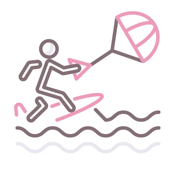 Drak Kitesurfing Mořská Ikona Kategorii Rekreace Hobby — Stockový vektor
