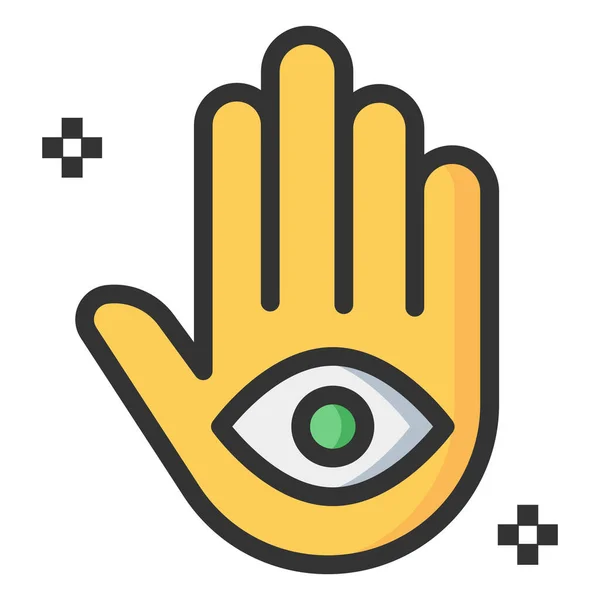 Eye Hamsa Hand Icon Ausgefüllten Outline Stil — Stockvektor