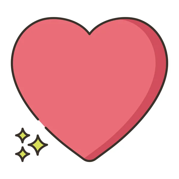 Love Valentine Heart Icon Filled Outline Style — Stock Vector