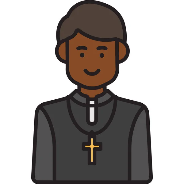 Male Priest Cross Icon Filled Outline Style — Stock Vector