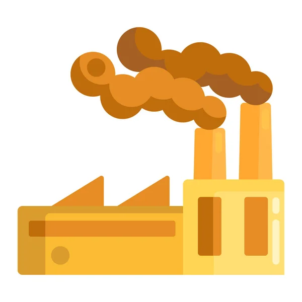 Иконка Завода Загрязнению Воздуха Плоском Стиле — стоковый вектор