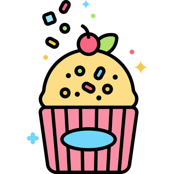 Függőség Cupcake Cukor Ikon — Stock Vector