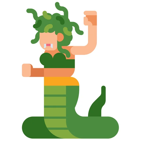 Leyenda Griega Medusa Icono Estilo Plano — Vector de stock