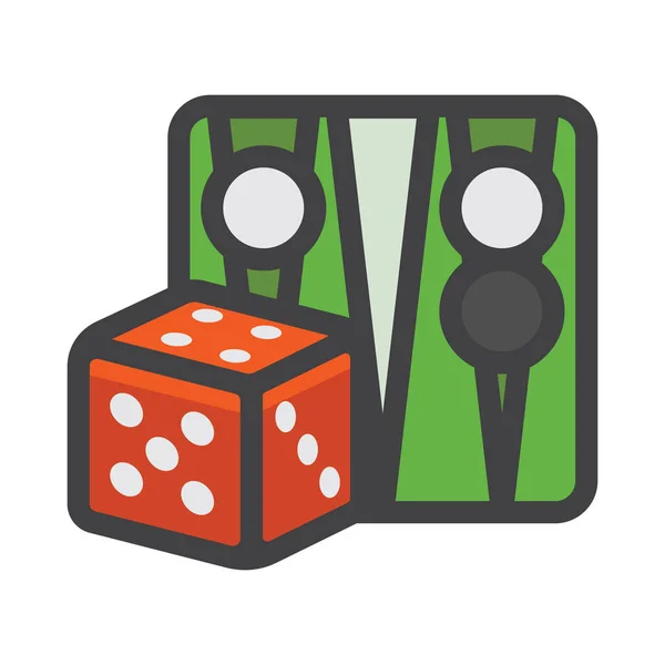 Backgammon Bordspel Checkers Pictogram Gevulde Outline Stijl — Stockvector