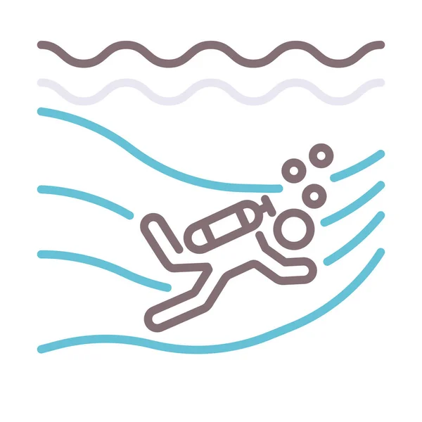 Buceo Deriva Icono Buceo — Vector de stock