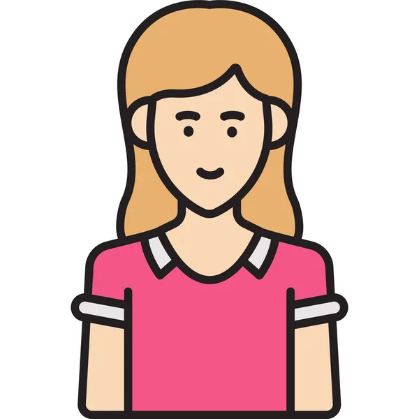 Девушка Аватар Розовый Значок Стиле Заполненного Контура — стоковый вектор