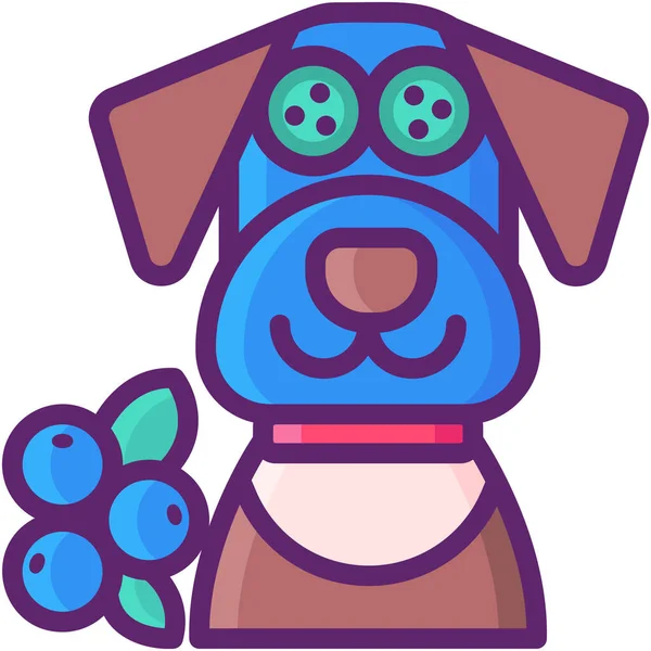 Blueberry Dog Facial Icon Pet Vet Category — Stock Vector