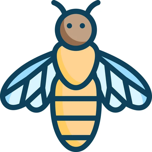 Apis Bee Builing Fly Icon Full Line Style — 스톡 벡터