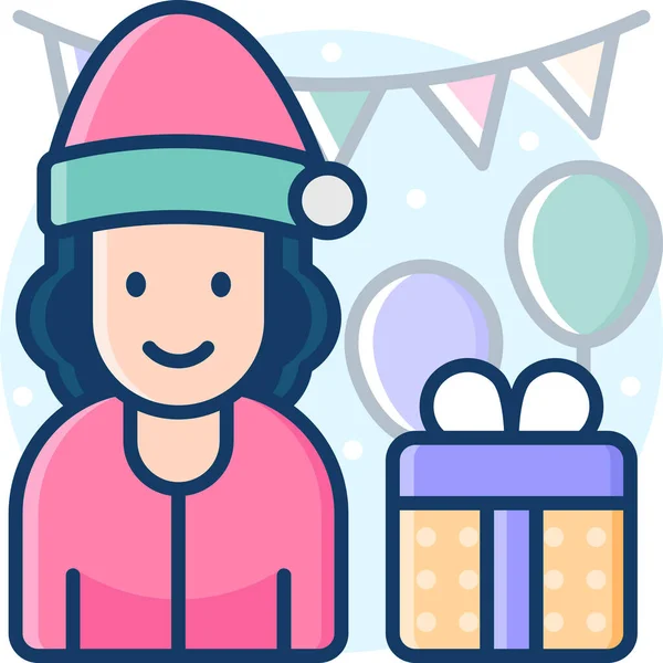 Regalo Sorpresa Icono Caja Regalo Categoría Año Nuevo — Vector de stock