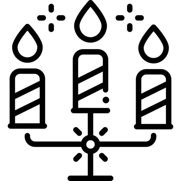 Значок Святкування Свічок Контурному Стилі — стоковий вектор
