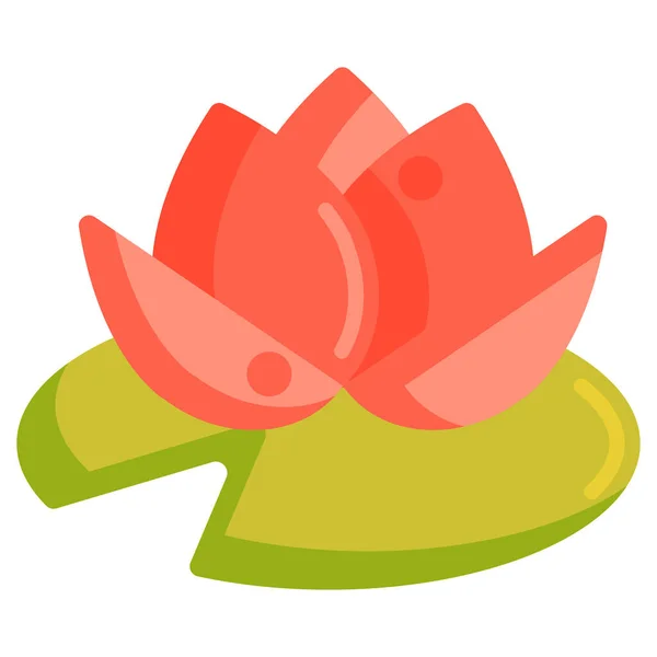 Blume Lotus Symbol Flachen Stil — Stockvektor